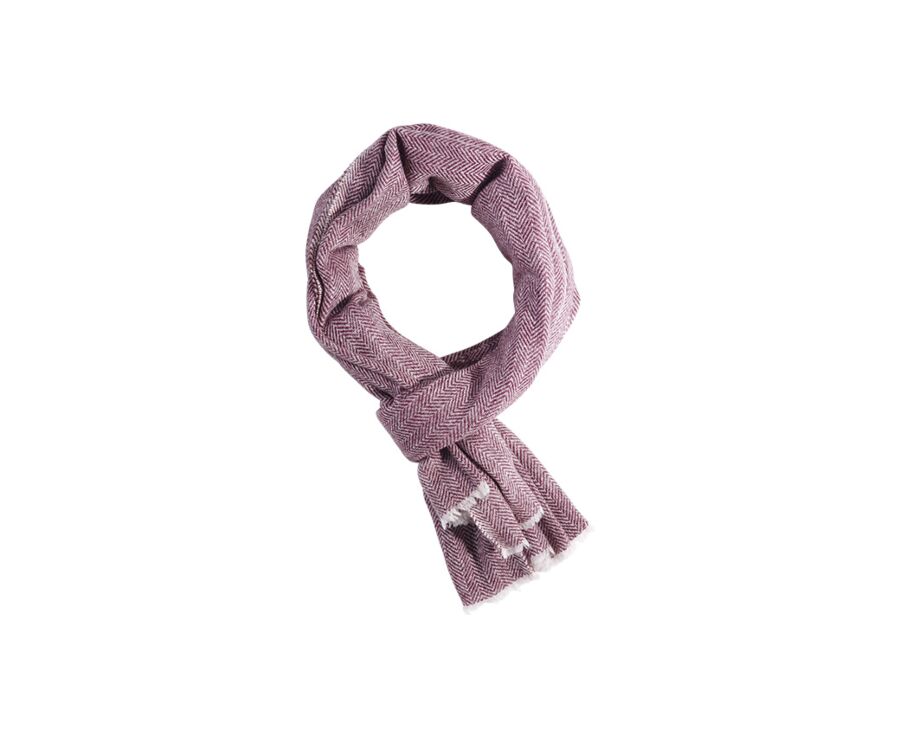 Écharpe fine Laine et Cachemire Chevron Bordeaux et Écru