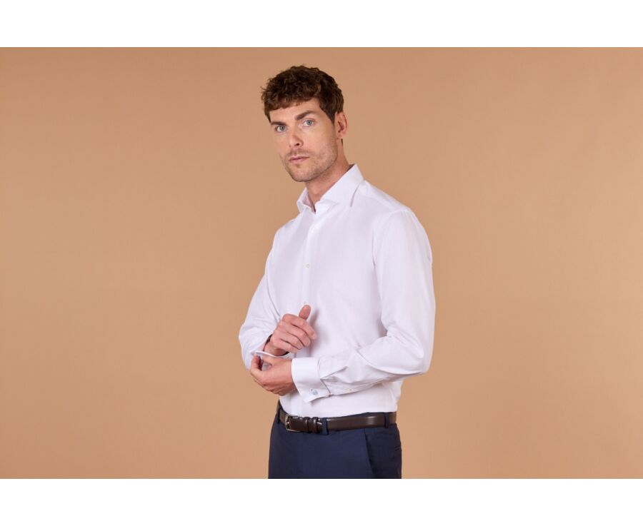 Chemise blanche à boutons de manchettes - PIETRO