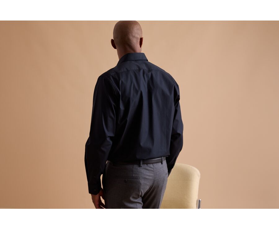 Chemise noir en coton double fil - ALBERT CLASSIC