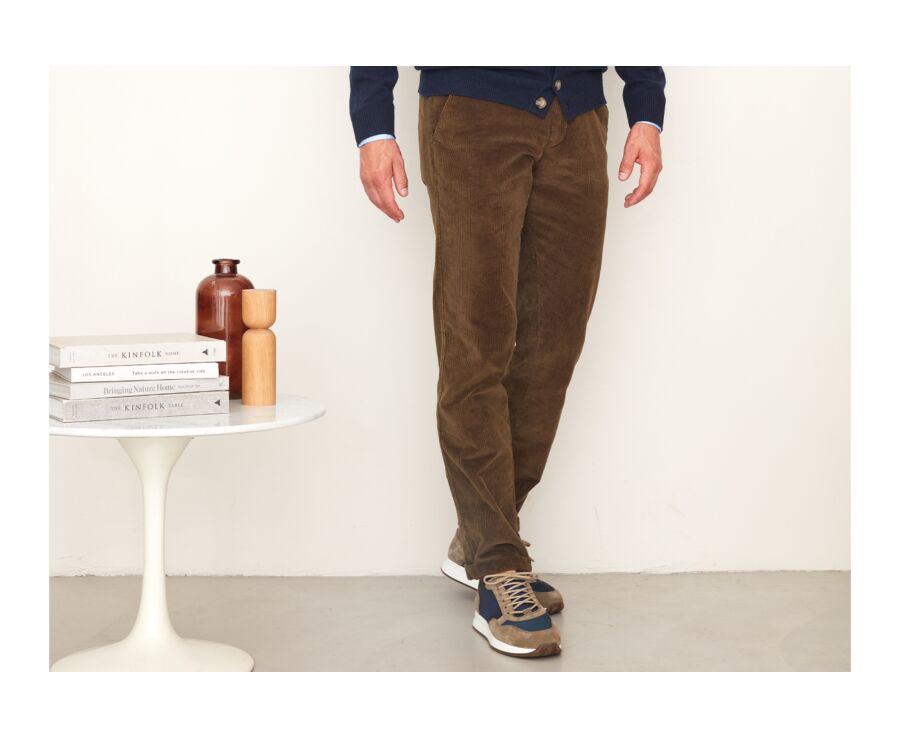 Pantalon chino velours côtelé homme Olive - NORMAN