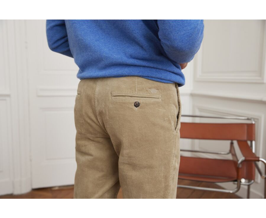 Pantalon chino velours côtelé homme Olive Clair - NORMAN