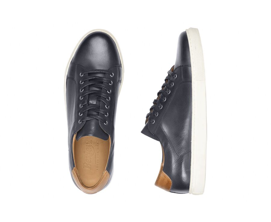 Sneakers cuir homme Navy Patiné - INGLEWOOD