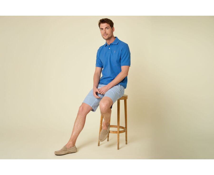 Polo homme Bleu Denim - Finition Lavée - GARETH