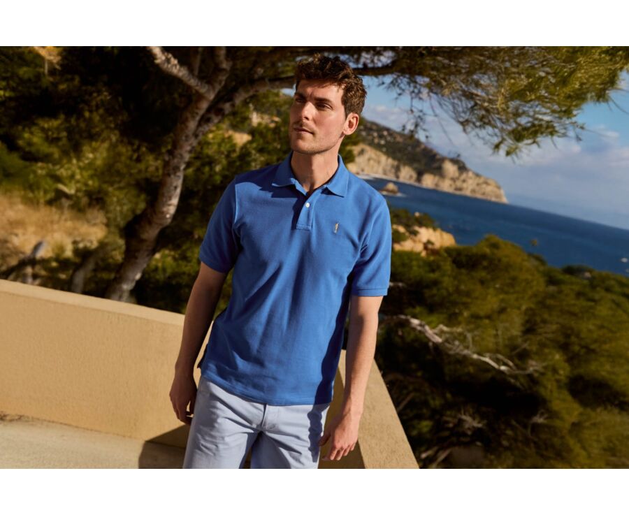 Polo homme Bleu Denim - Finition Lavée - GARETH