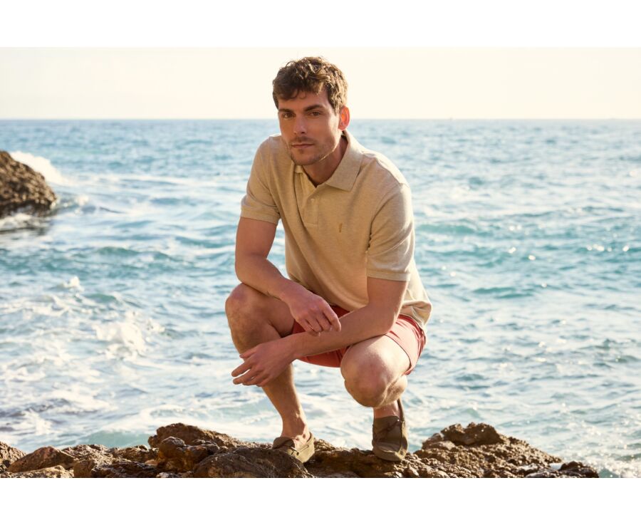 Polo homme Beige Chiné - Finition Lavée - GARETH