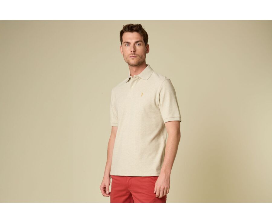 Polo homme Beige Chiné - Finition Lavée - GARETH