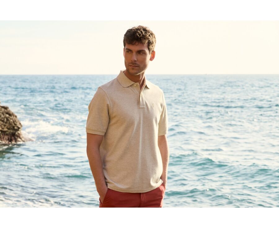 Polo homme Beige Chiné - Finition Lavée - GARETH