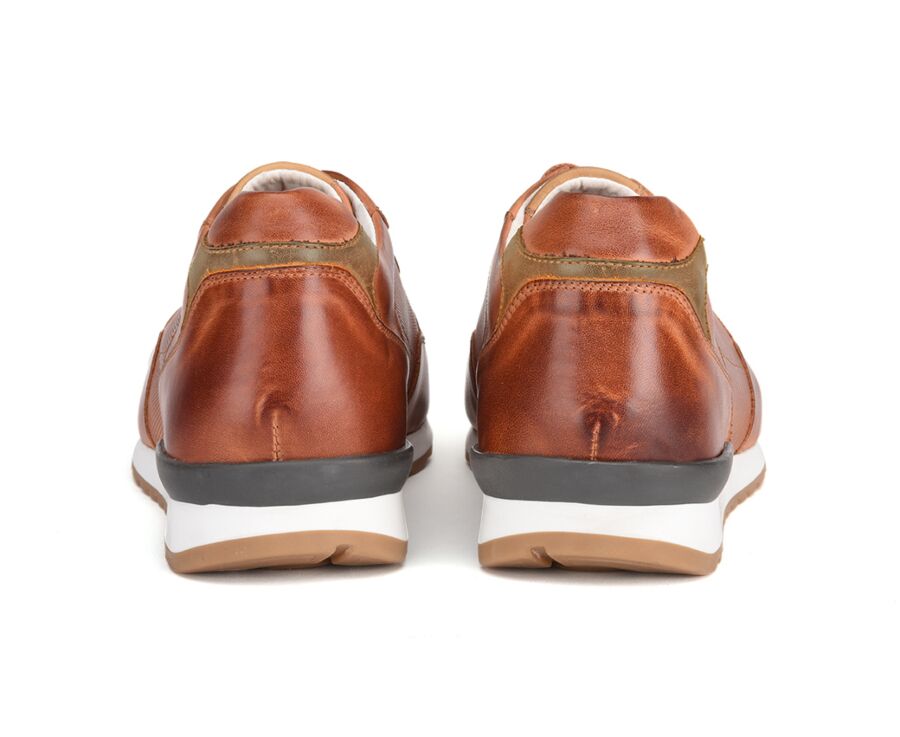 Sneakers Châtaigne Patiné cuir homme - CANBERRA