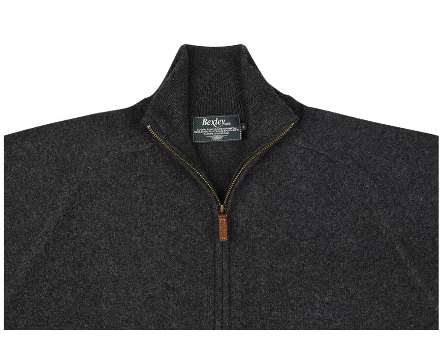Gilet zippé homme laine Gris Anthracite Chiné - KANE