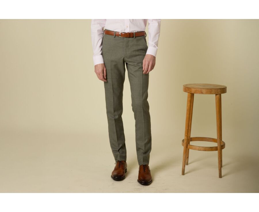 Pantalon de costume homme Kaki Clair Chiné - LAZARE
