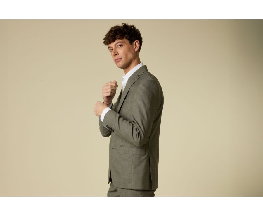 Veste de costume homme Kaki Clair Chiné - LAZARE