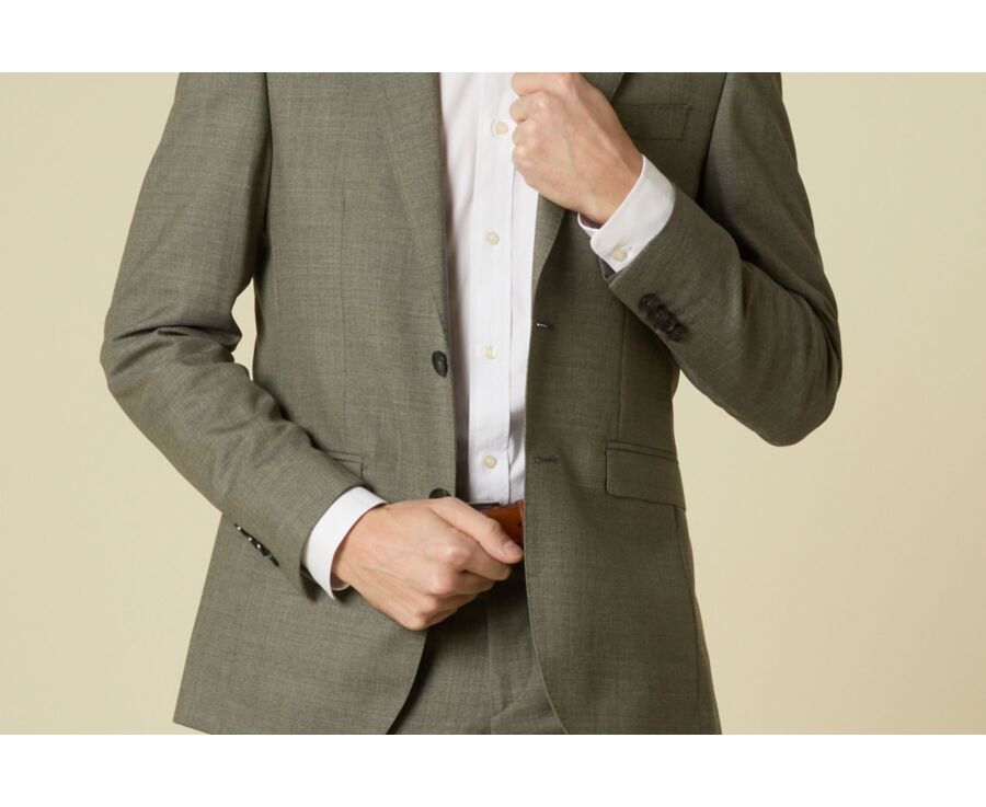 Veste de costume homme Kaki Clair Chiné - LAZARE