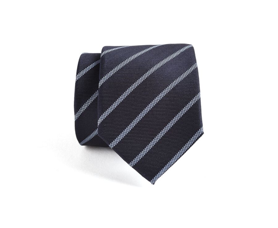 Cravate homme soie Marine Rayée Bleu Ciel