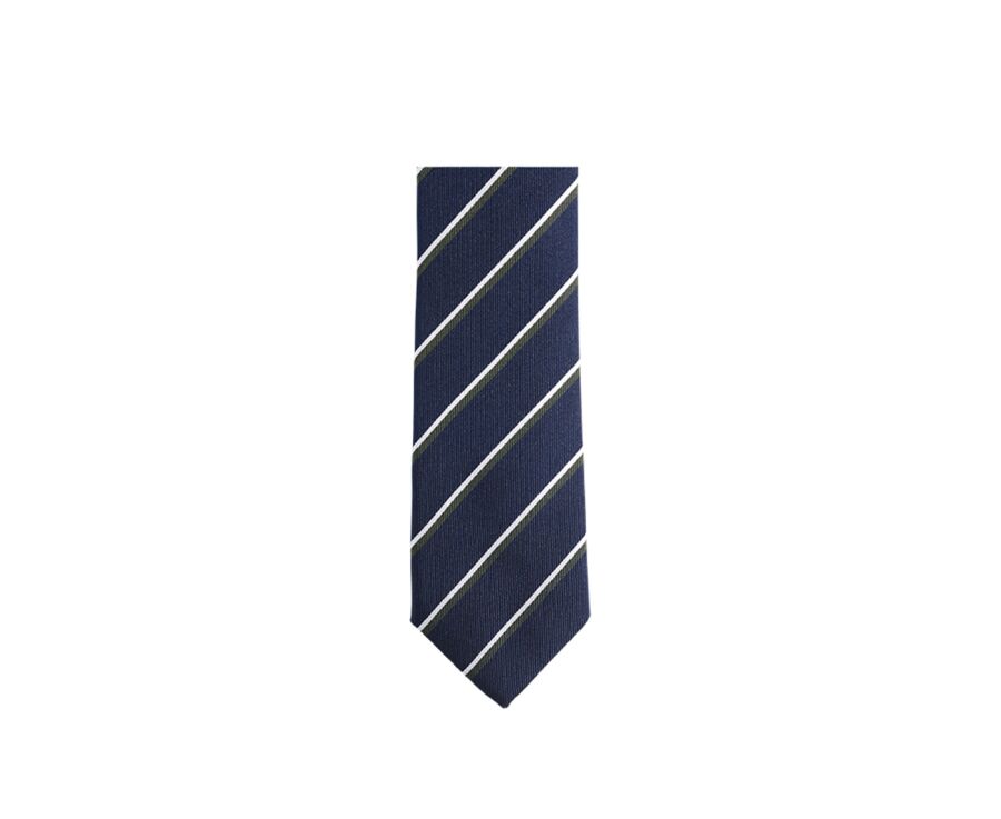 Cravate homme Soie Marine rayée Vert et Écru