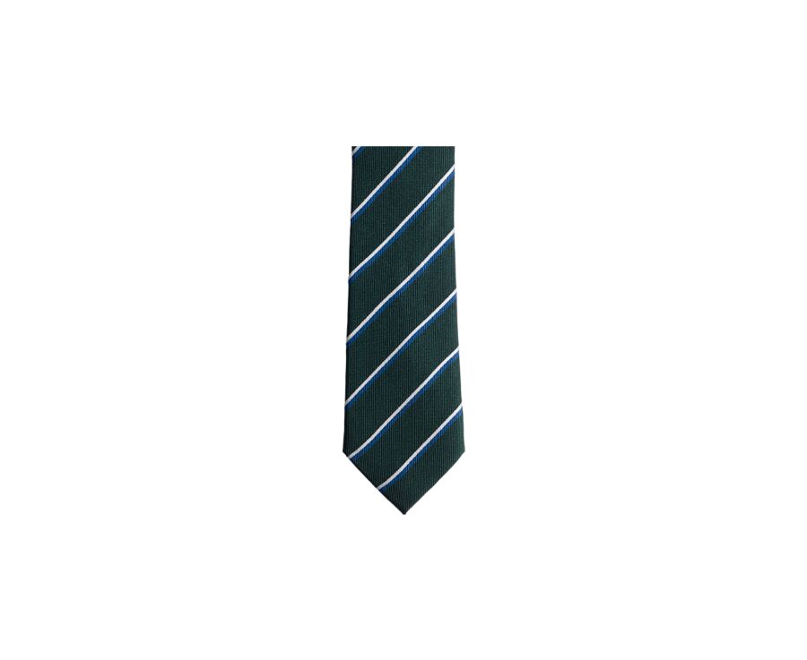Cravate homme Soie rayée Verte Bleu et Ecru