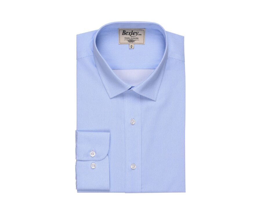 Chemise blanche imprimée motifs bleus - Col français - OSCAR