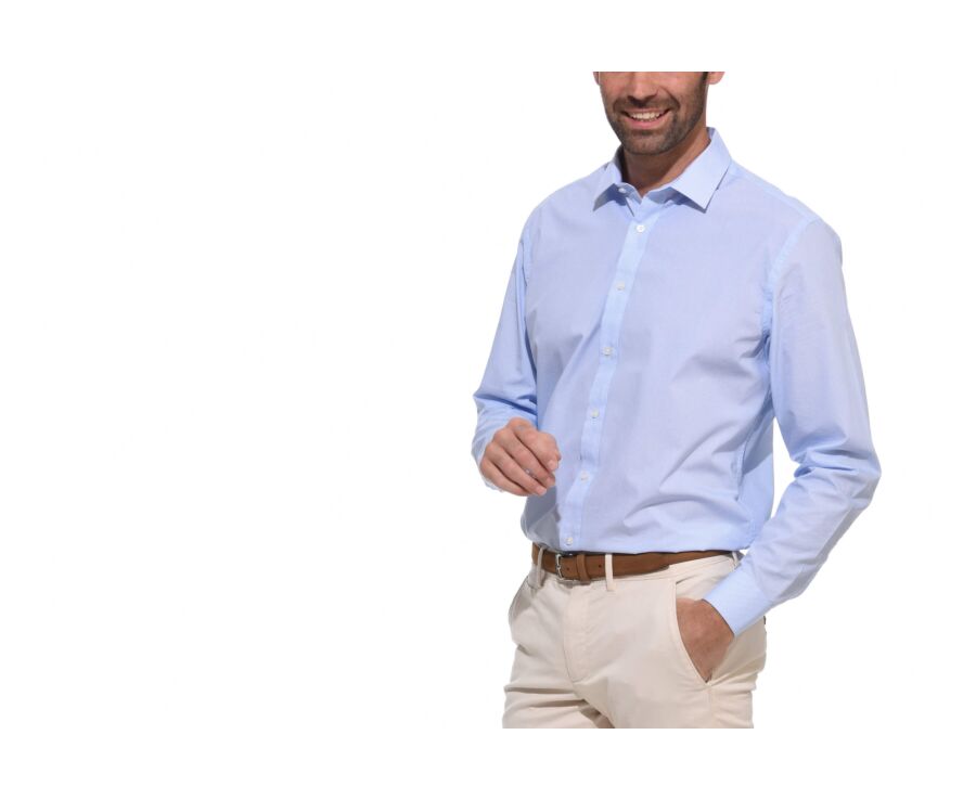 Chemise blanche imprimée motifs bleus - Col français - OSCAR