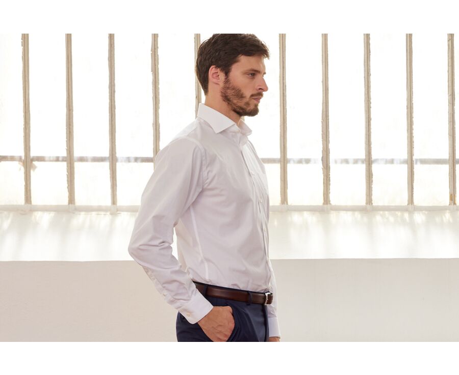 Chemise blanche en coton - Poche poitrine - ALBERTO II CLASSIC