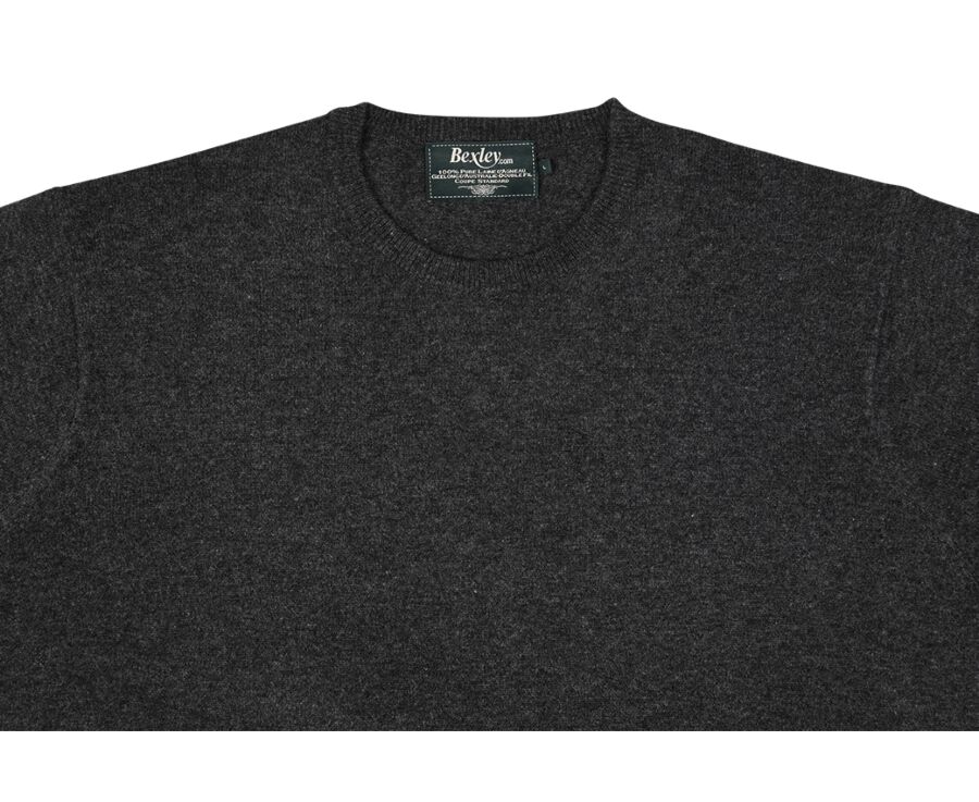 Pull laine homme col rond Gris Anthracite Chiné - CONAN