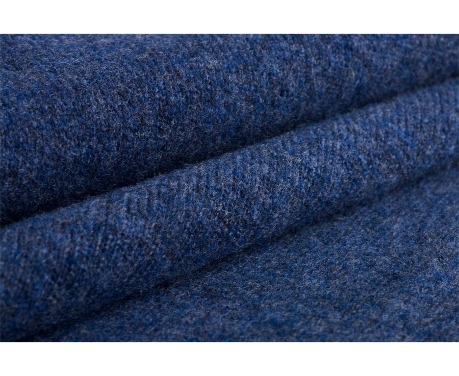 Pull homme col rond bleu foncé chiné en laine d'agneau - CONAN