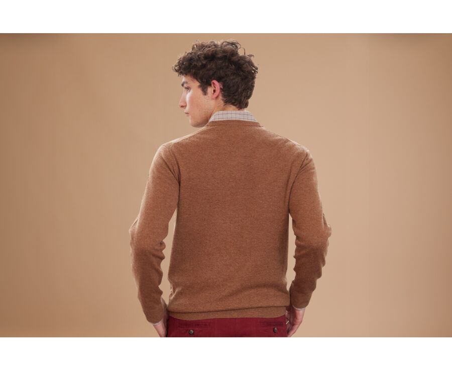 Pull col rond homme laine Noisette Chiné - CONAN