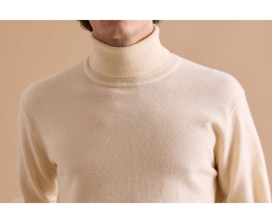Pull col roulé homme laine Ecru - EMERIC