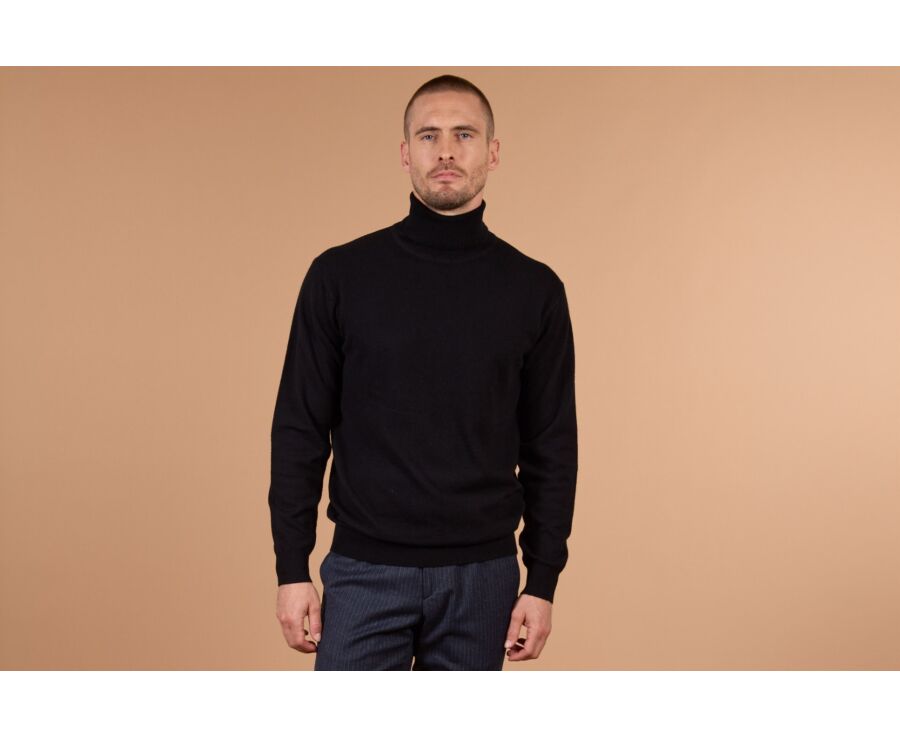 Pull col roulé homme laine Noir - EMERIC