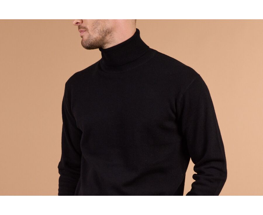 Pull col roulé homme laine Noir - EMERIC