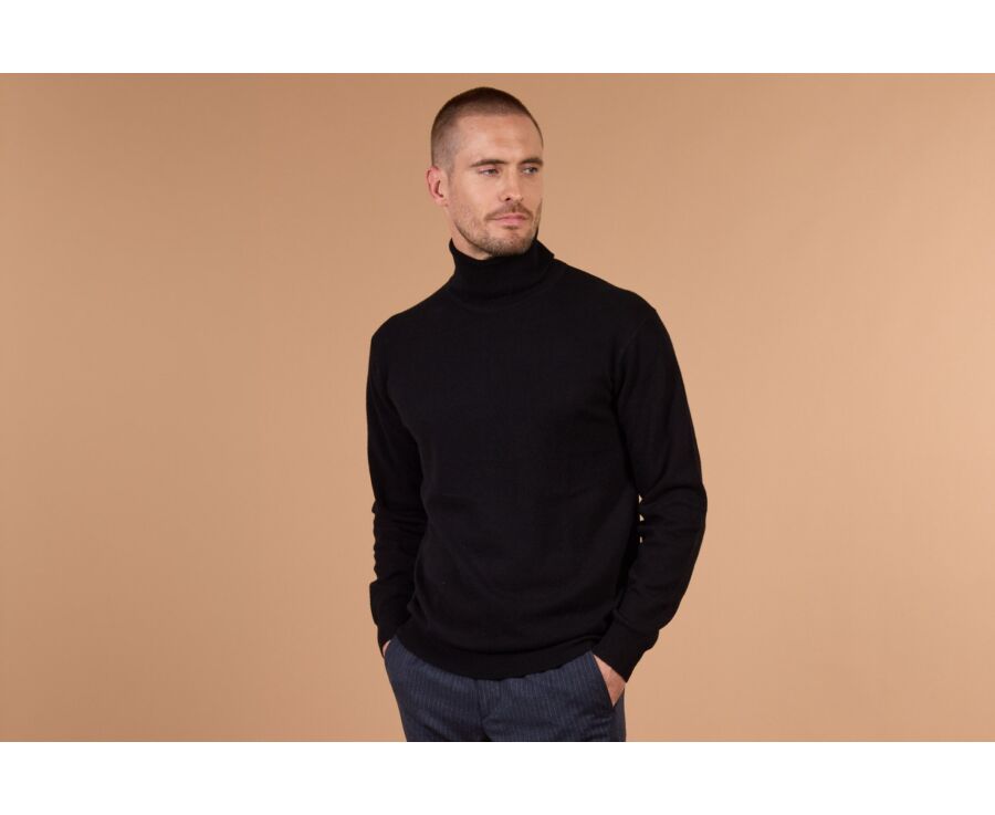 Pull col roulé homme laine Noir - EMERIC