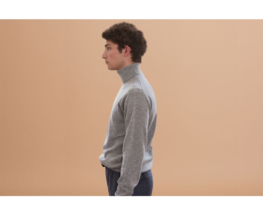 Pull laine homme col roulé Gris Chiné - EMERIC