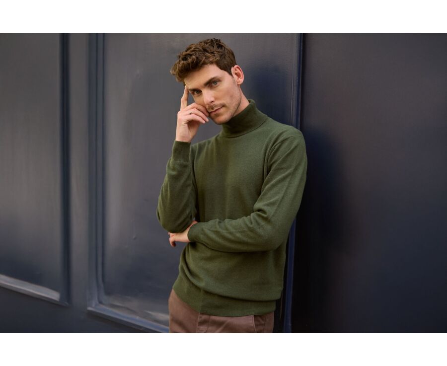 Pull col roulé homme laine Vert - EMERIC