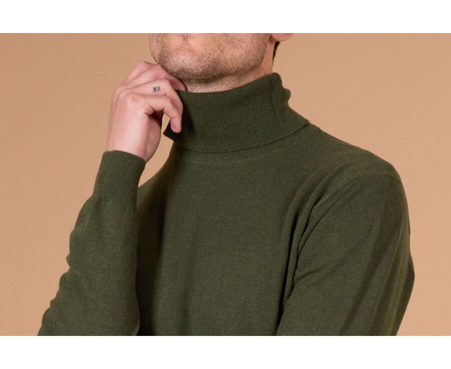 Pull col roulé homme laine Vert - EMERIC