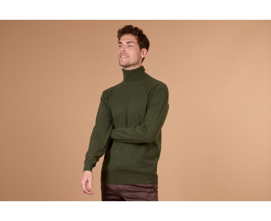 Pull col roulé homme laine Vert - EMERIC