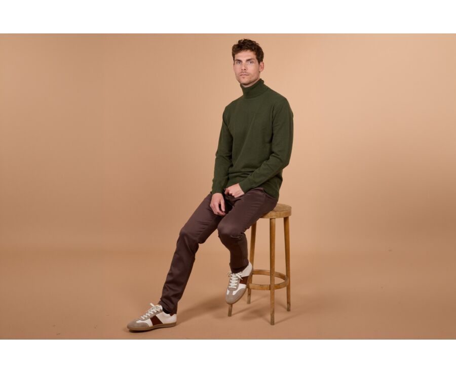 Pull col roulé homme laine Vert - EMERIC