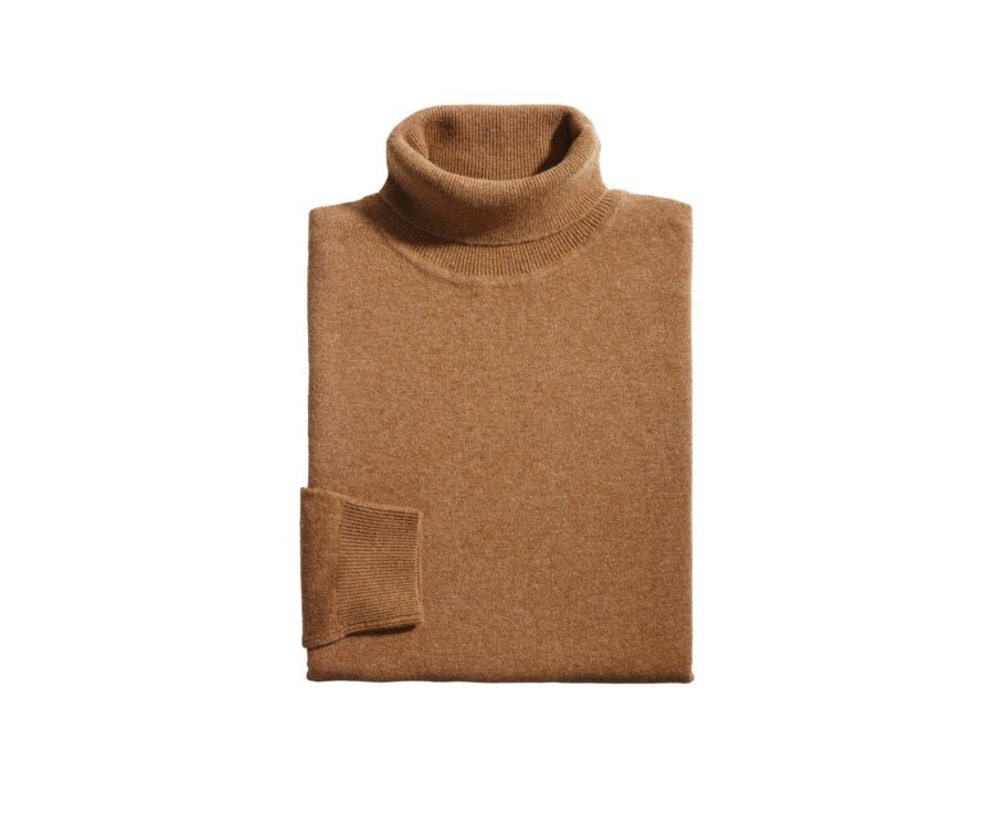 Pull col roulé homme laine Noisette Chiné - EMERIC