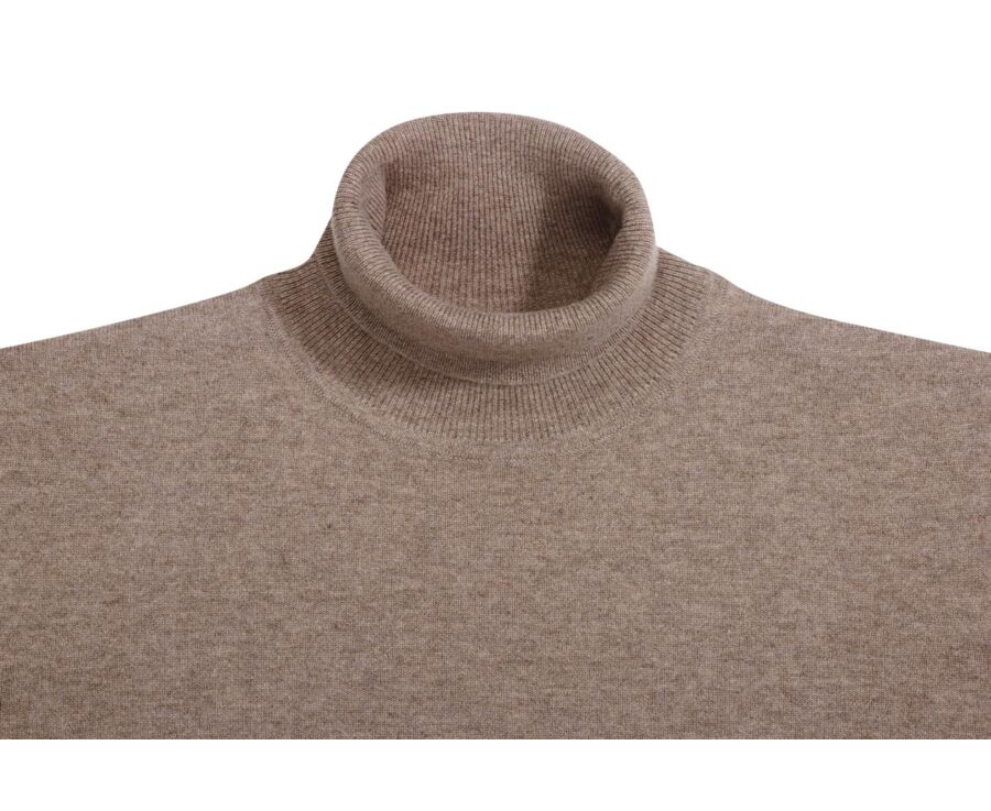 Pull col roulé homme laine -Taupe Chiné Clair - EMERIC