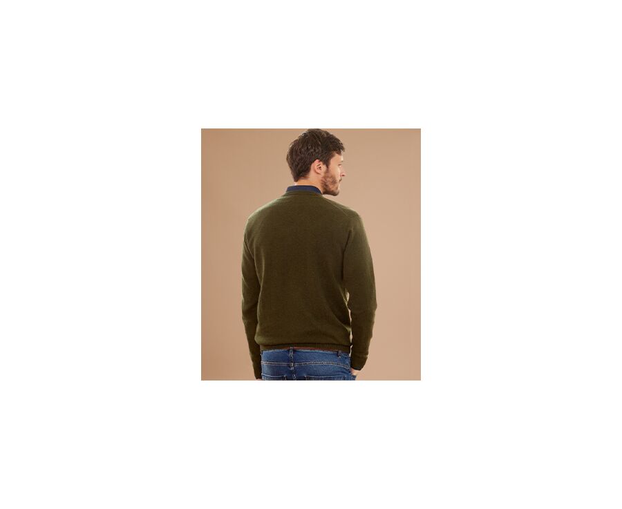 Pull homme laine col V Vert - ELIAN