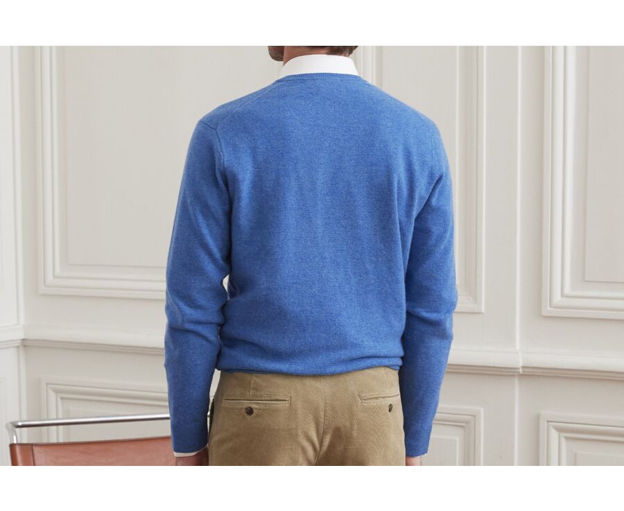 Pull homme laine col V Bleu mer - ELIAN