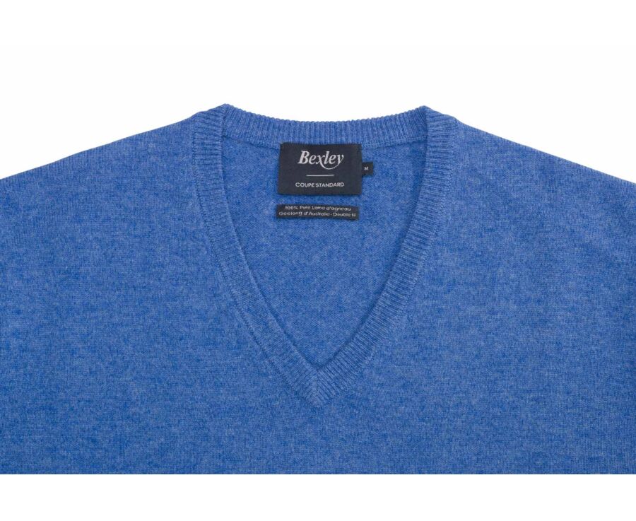 Pull homme laine col V Bleu mer - ELIAN