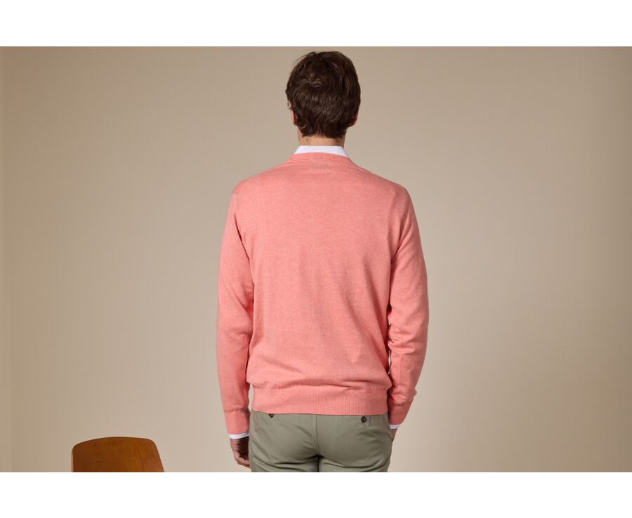 Pull col rond homme fin coton/cachemire Orange Chiné - VLADIMIR