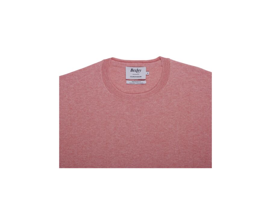 Pull col rond homme fin coton/cachemire Orange Chiné - VLADIMIR