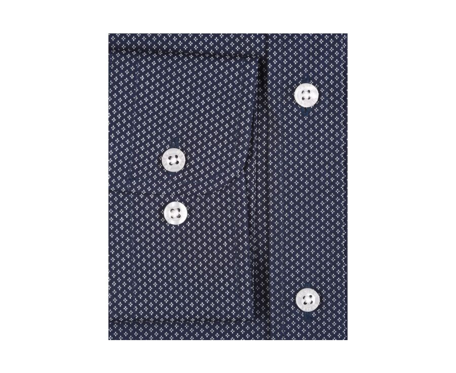 Chemise imprimée navy motifs beiges - Col français - ALPHONSE