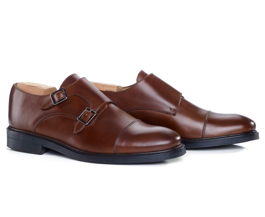 Chaussures homme double boucle Châtaigne Patiné - LINDSEY GOMME CITY