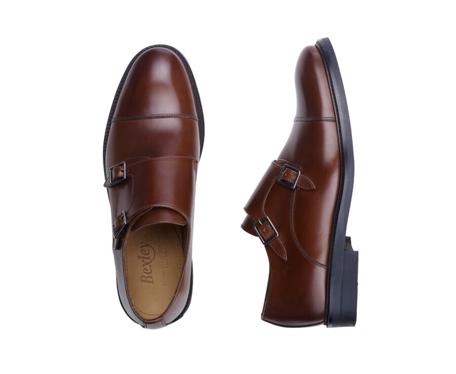 Chaussures homme double boucle Châtaigne Patiné - LINDSEY GOMME CITY