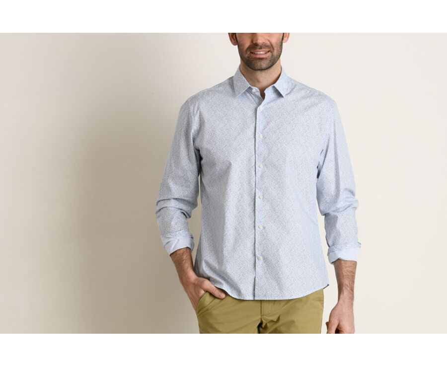 Chemise blanche à motifs bleus - Col français - MARIUS