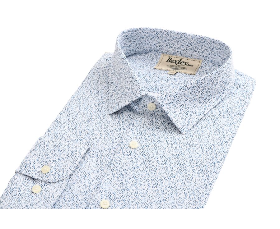 Chemise blanche à motifs bleus - Col français - MARIUS