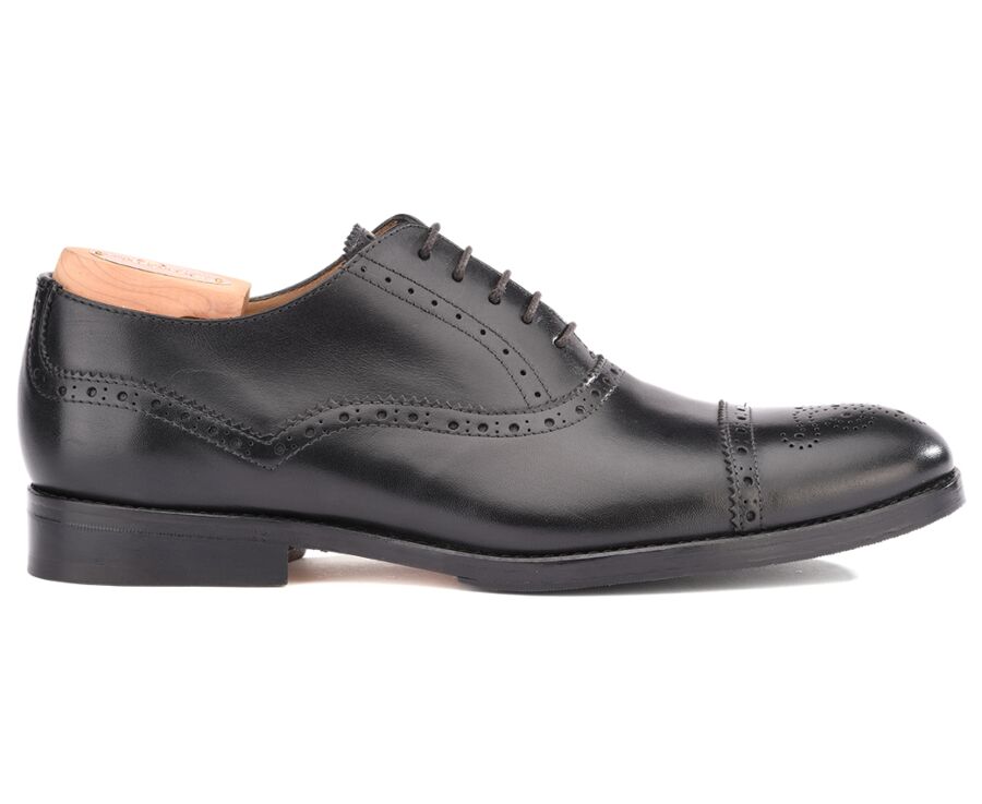 Richelieu homme Noir semelle cuir avec patin - HILCOTT PATIN