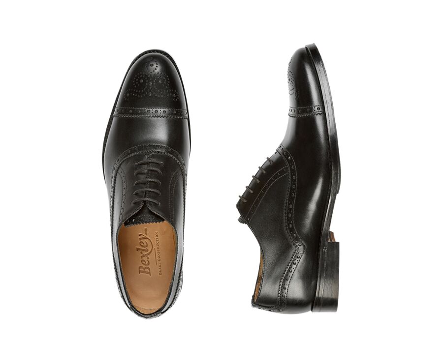Richelieu homme Noir semelle cuir avec patin - HILCOTT PATIN