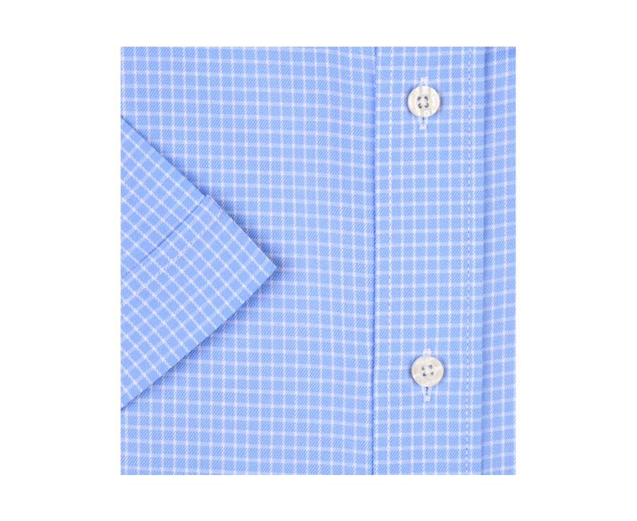 Chemise bleue carreaux fins blancs - Poche - CLAYN MC