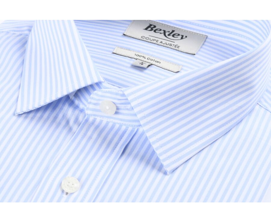 Chemise coton rayée bleu clair et blanc - MAXIMILIEN